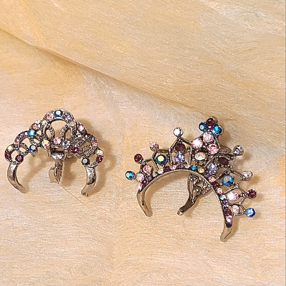 Mini tiara hair clip x2